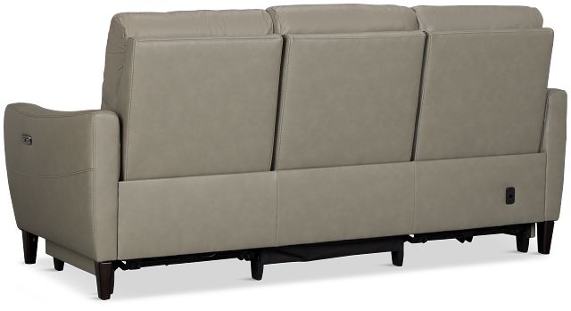 Keaton Gray Lthr/vinyl Power Reclining Sofa W/ Power Headrest