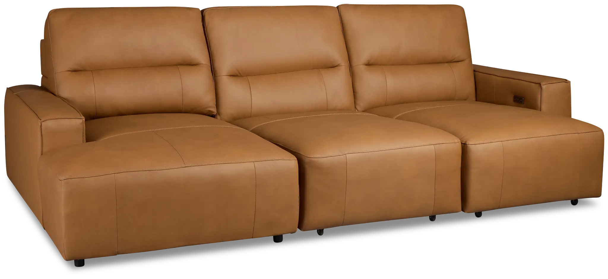 Rudy Brown Lthr/vinyl Left Dual Power Extension Chaise Sectional Rudy Brown Lthr/vinyl Left Dual Power Extension Chaise Sectional