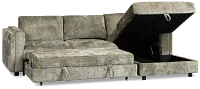 Farren Dark Green Fabric Small Right Chaise Storage Sleeper Sectional