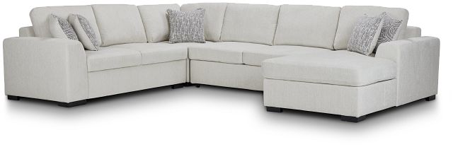 Blakely White Fabric Right Chaise Storage Sectional