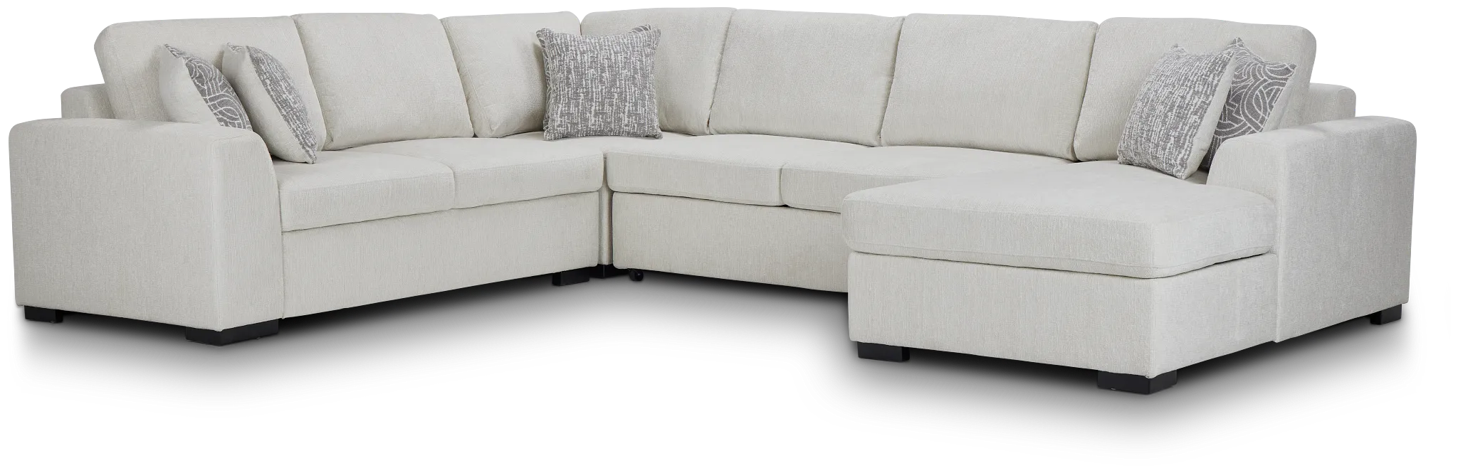 Blakely White Fabric Right Chaise Storage Sectional
