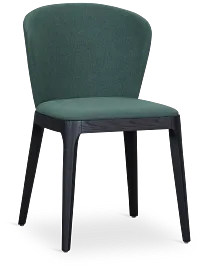 Nomad Dark Green Upholstered Side Chair W/ Black Legs