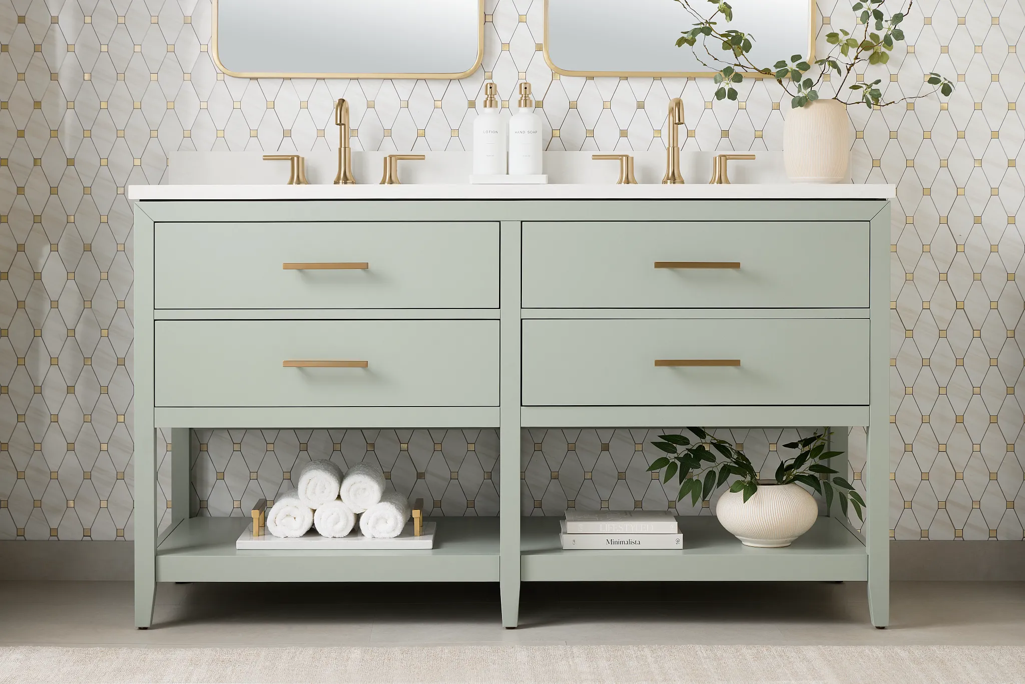 Alden Green 60" Double Bathroom Vanity