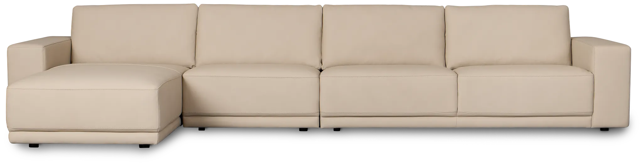 Kellan Ivory Leather Small Left Chaise Sectional