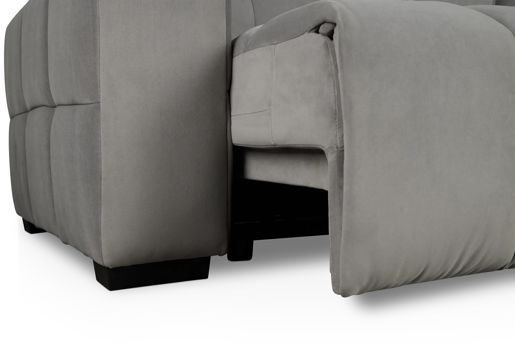 Gemma Light Gray Velvet Large Dual Power Left Chaise Sectional