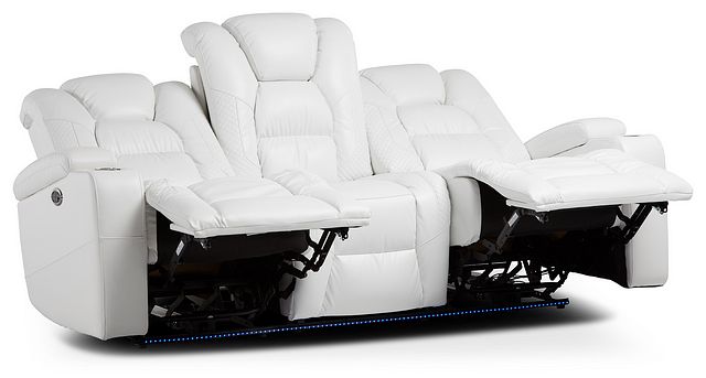 Troy White Micro Power Reclining Sofa