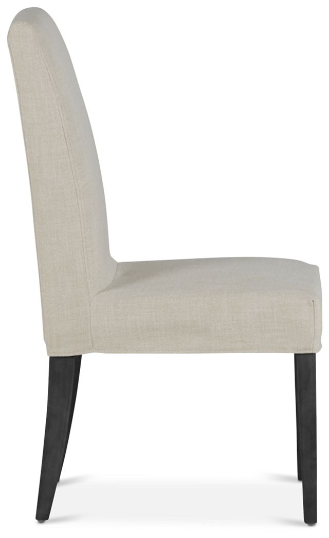 Harbor Light Beige Short Slipcover Chair With Dark-tone Leg