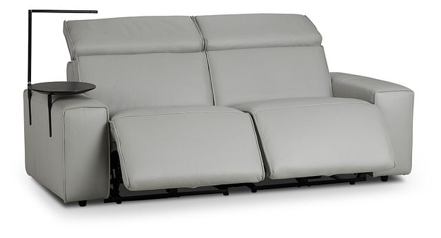 Carmelo Gray Leather Power Reclining Sofa With Left Table (4)