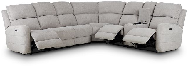 Piper Gray Fabric Large Dual Power Reclining Sect W/right Console