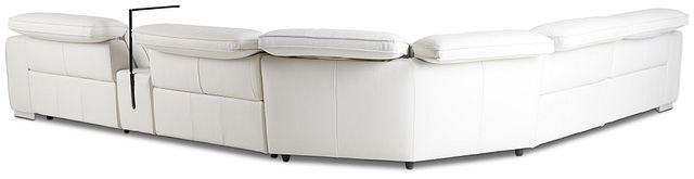 Reva White Leather Medium Triple Power 2-arm Sectional