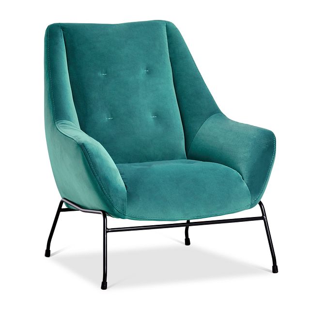 Xena Teal Velvet Accent Chair (1)