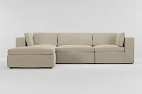 Destin Peyton Beige Fabric 4-piece Bumper Sectional