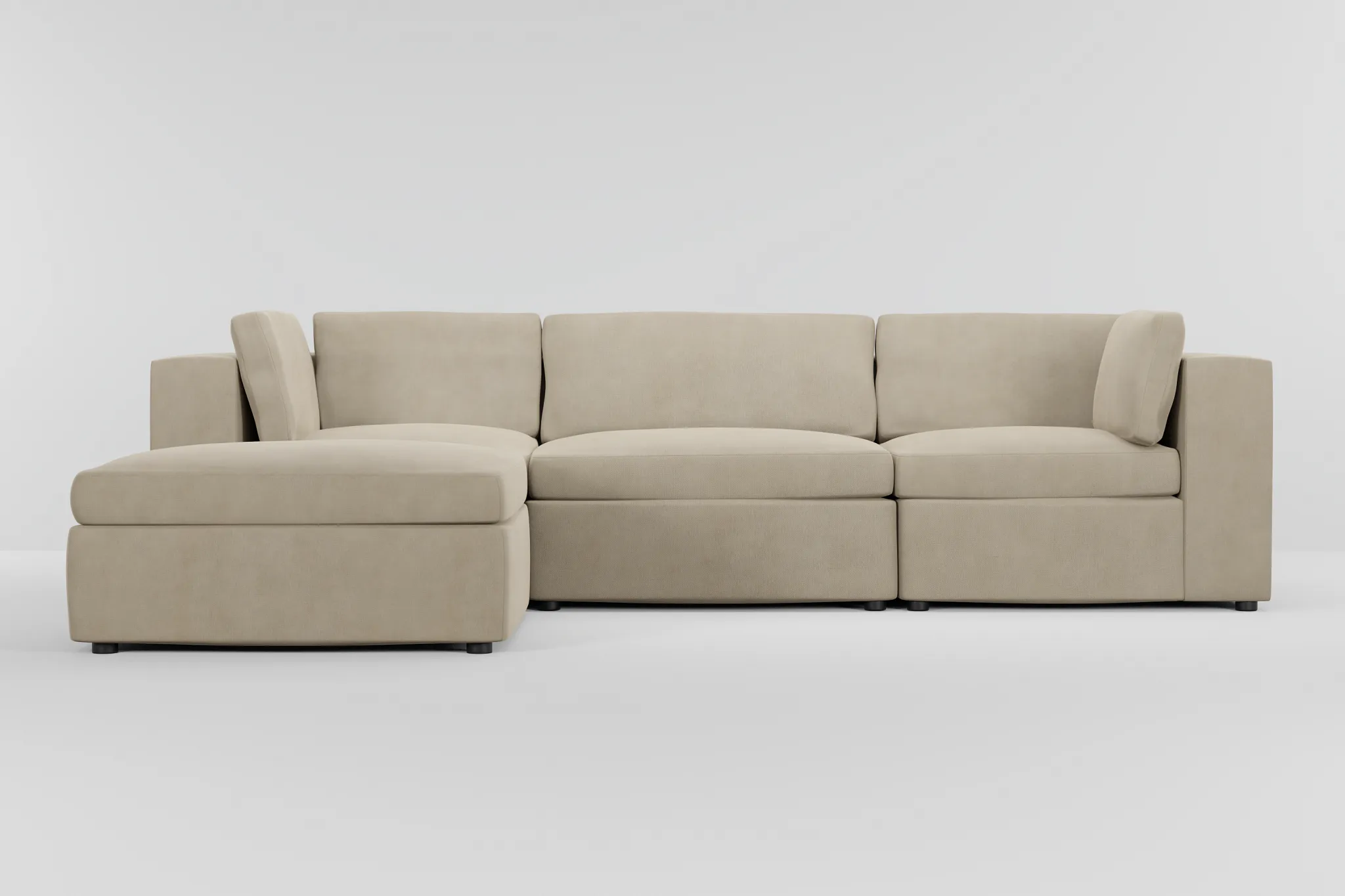 Destin Peyton Beige Fabric 4-piece Bumper Sectional