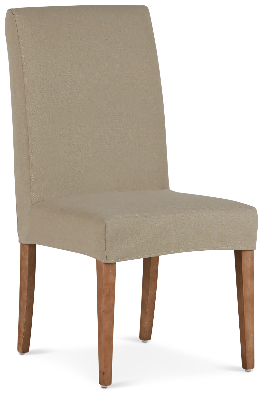 Destination Beige Short Slipcover Chair With Light Tone Leg