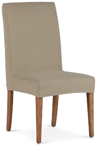 Destination Beige Short Slipcover Chair With Light Tone Leg