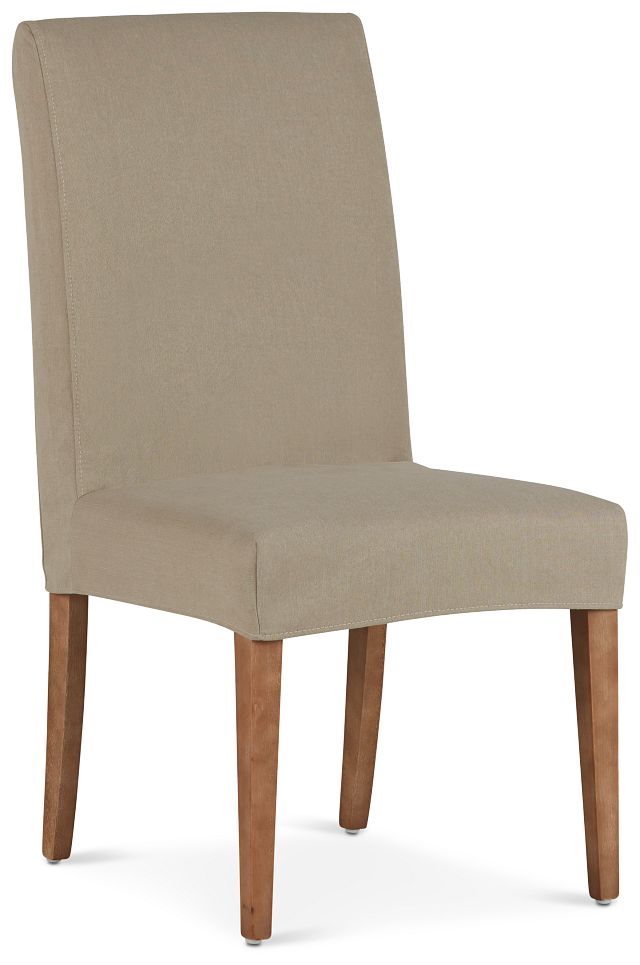 Destination Beige Short Slipcover Chair With Light Tone Leg (1)