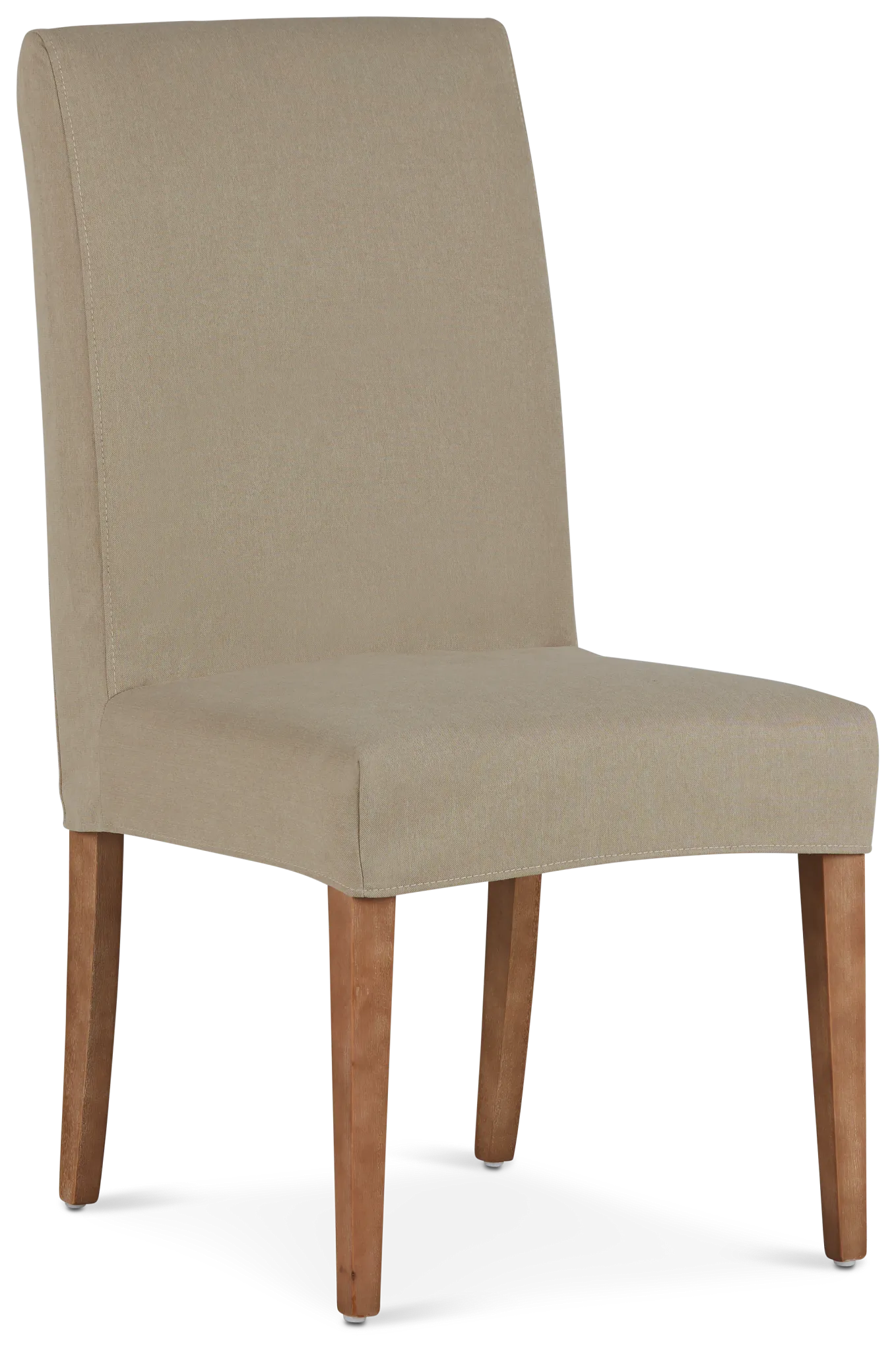 Destination Beige Short Slipcover Chair With Light Tone Leg
