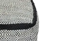 Ash Black Leather Accent Pouf