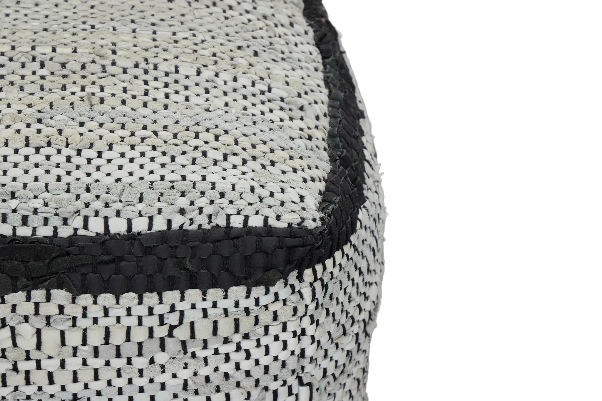 Ash Black Leather Accent Pouf Ash Black Leather Accent Pouf