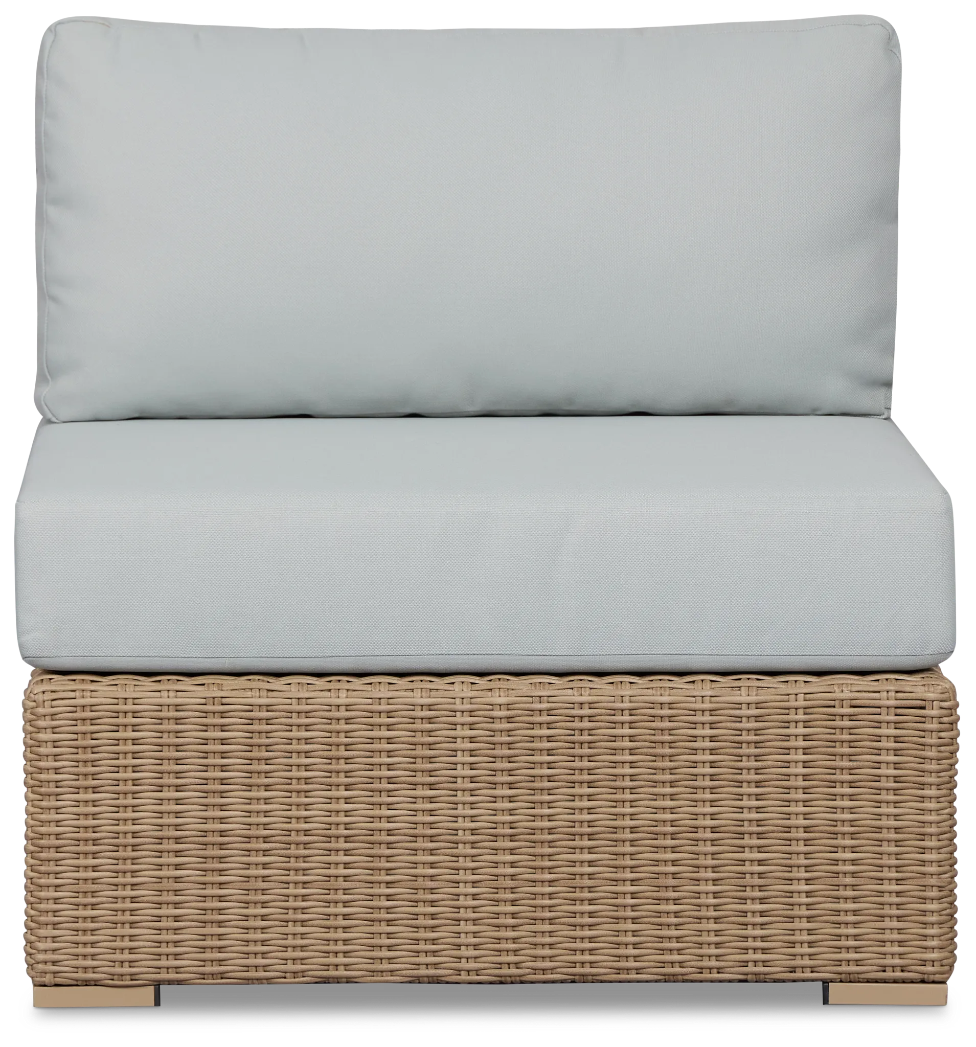 Montecito Light Tone Armless Chair With Light Blue Cushions