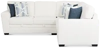 Everly White Fabric Small 2-arm Storage Sectional