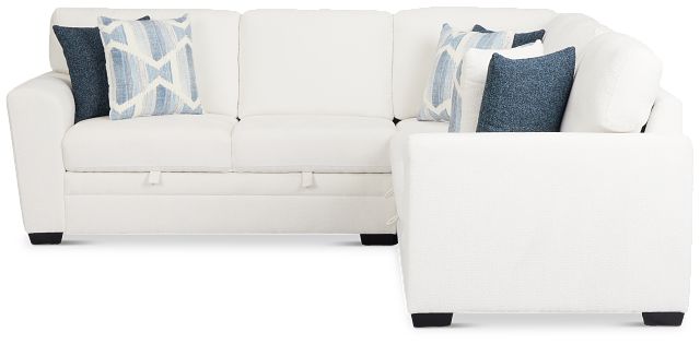 Everly White Fabric Small 2-arm Storage Sectional