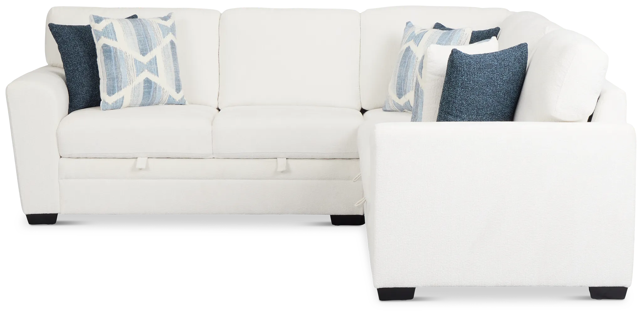 Everly White Fabric Small 2-arm Storage Sectional