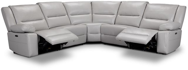 Peyton Light Gray Lthr/vinyl Small Two-arm Power Reclining Sectional