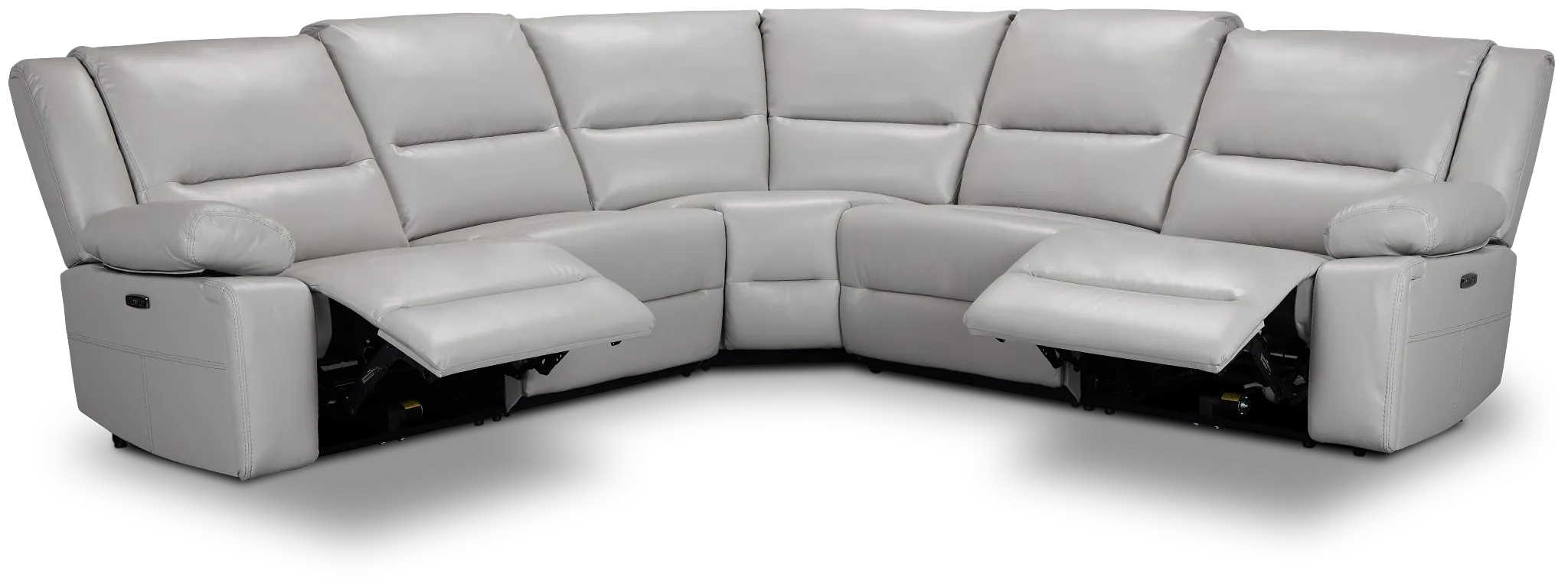 Peyton Light Gray Lthr/vinyl Small Two-arm Power Reclining Sectional