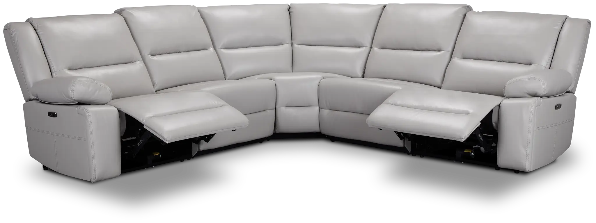 Peyton Light Gray Lthr/vinyl Small Two-arm Power Reclining Sectional Peyton Light Gray Lthr/vinyl Small Two-arm Power Reclining Sectional