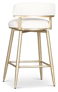 Lex Ivory Fabric Adjustable Upholstered Swivel Barstool