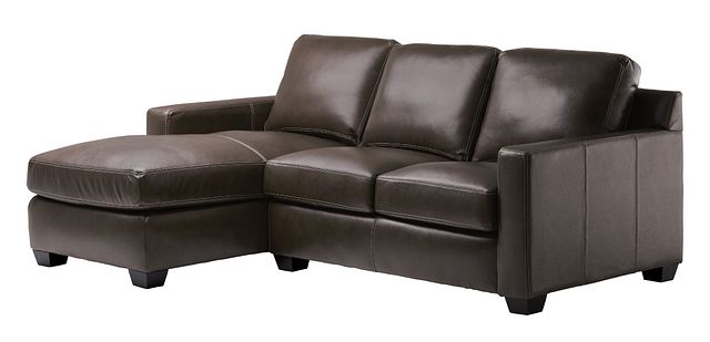 Carson Dark Brown Leather Small Left Chaise Sectional