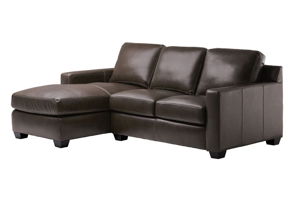 Carson Dark Brown Leather Small Left Chaise Sectional Living Carson Dark Brown Leather Small Left