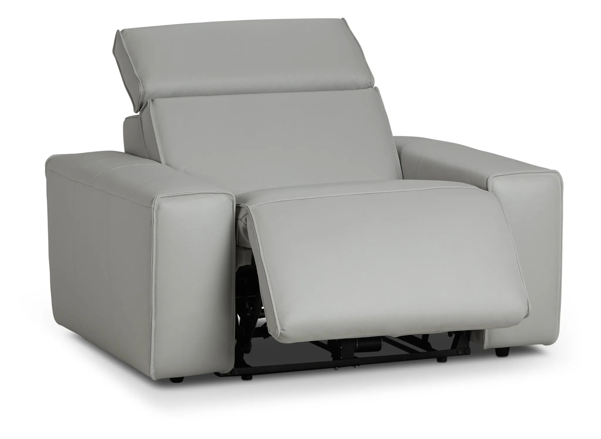 Carmelo Gray Leather Power Recliner