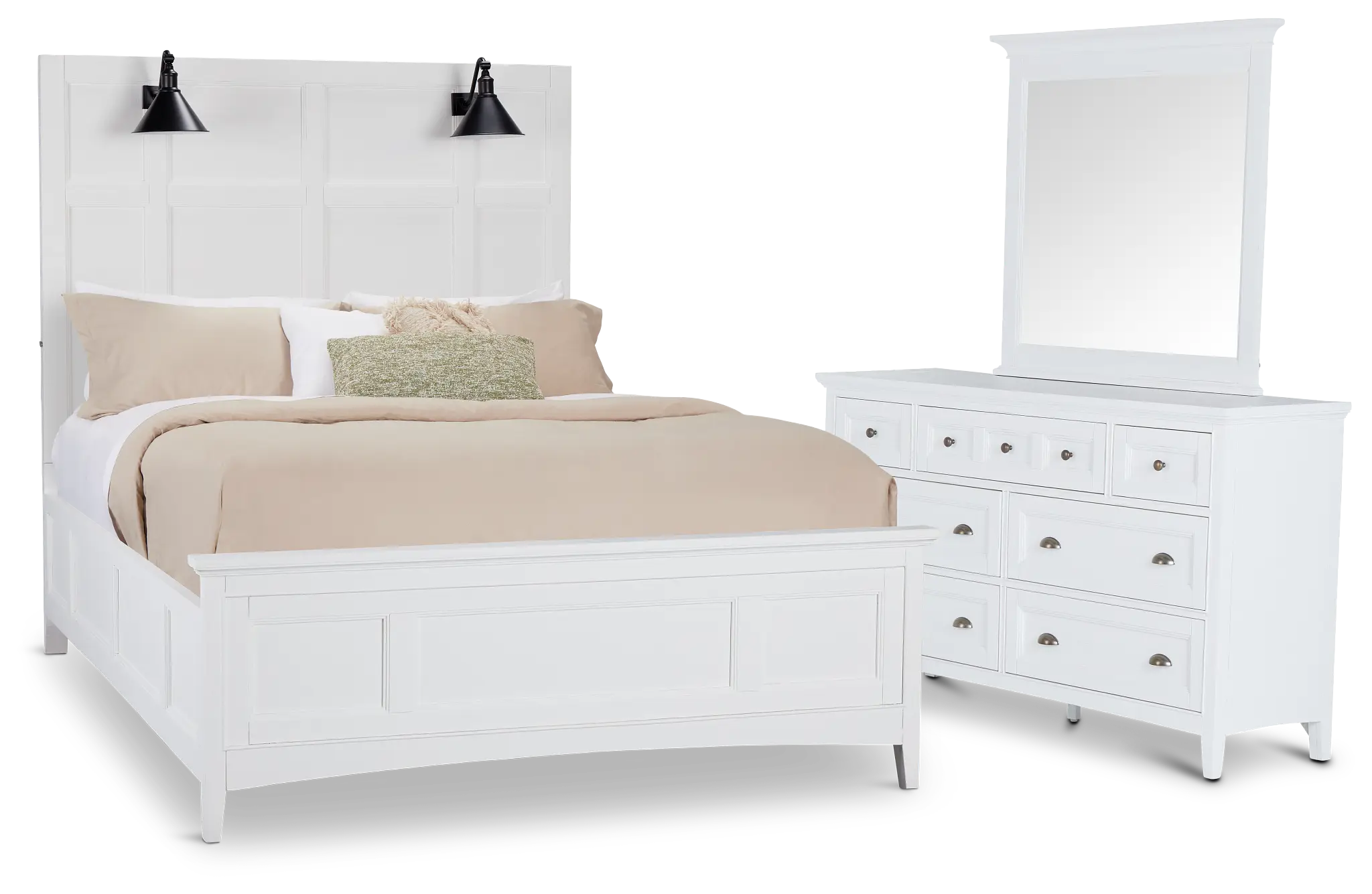 Heron Cove White Panel Bedroom With Lights Heron Cove White Panel Bedroom With Lights