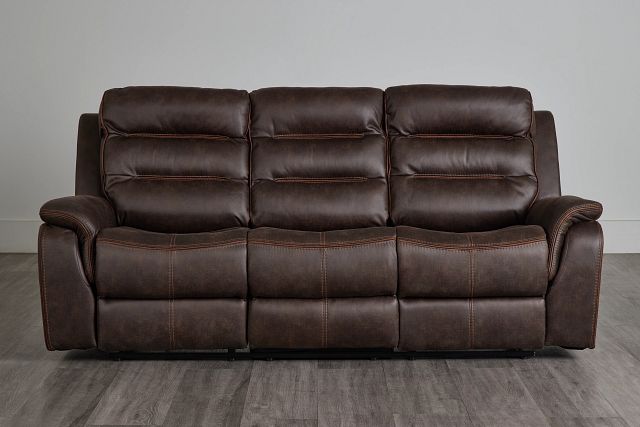 Grayson Brown Micro Power Reclining Sofa (3)