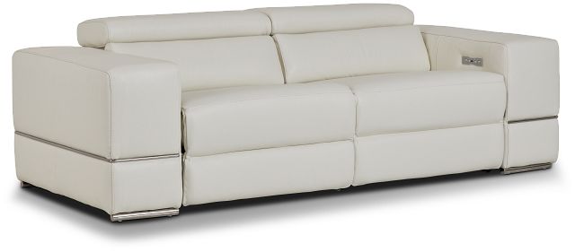 Dante White Leather Power Reclining Sofa