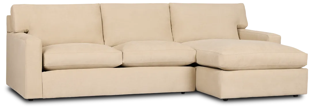 Hudson Beige Fabric Right Chaise Sectional