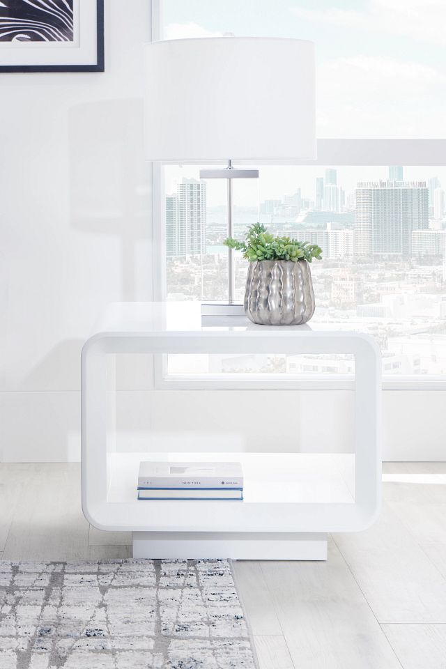 Zayden White Square End Table
