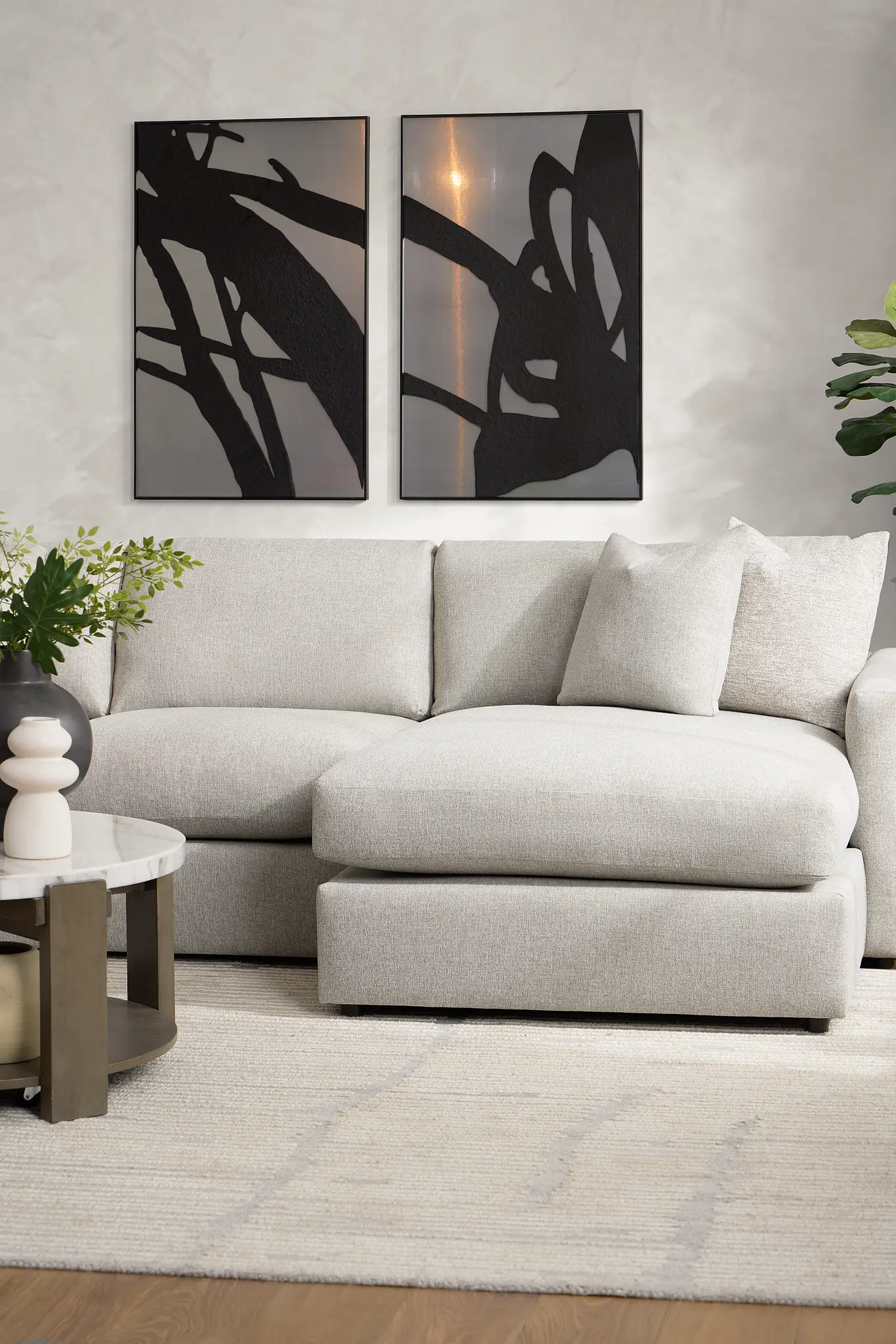 Noah Khaki Fabric Small Right Chaise Sectional Noah Khaki Fabric Small Right Chaise Sectional
