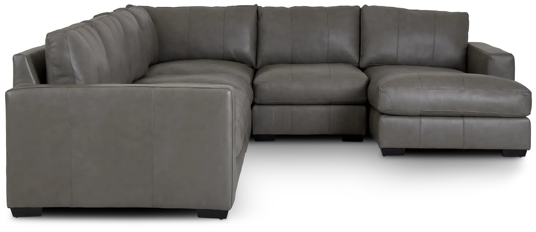 Dawkins Gray Leather Large Right Chaise Sectional Dawkins Gray Leather Large Right Chaise Sectional