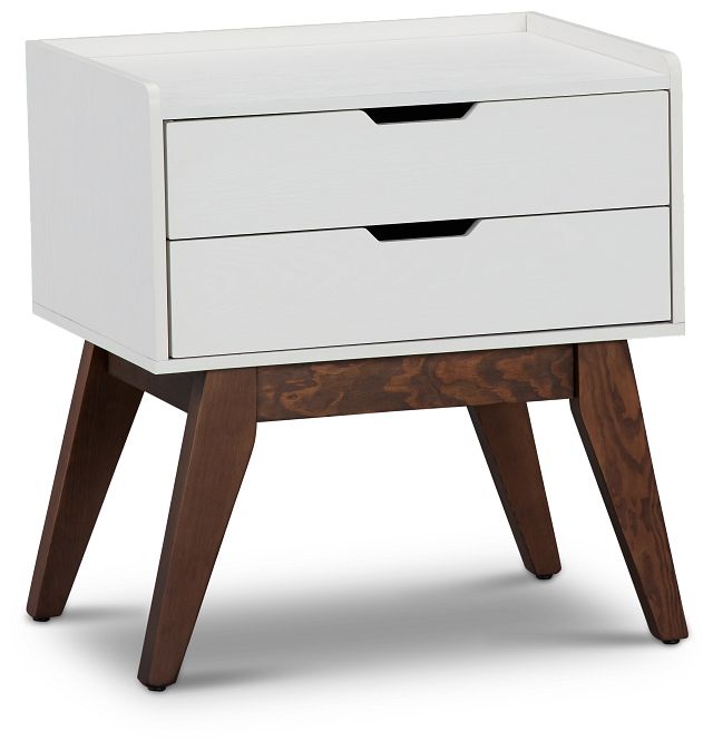 Ventura White Wood 2-drawer Nightstand (1)