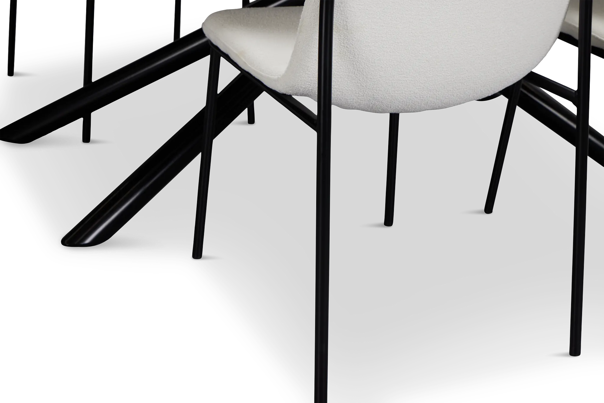 Palos White Rect Table & 4 White Upholstered Chairs