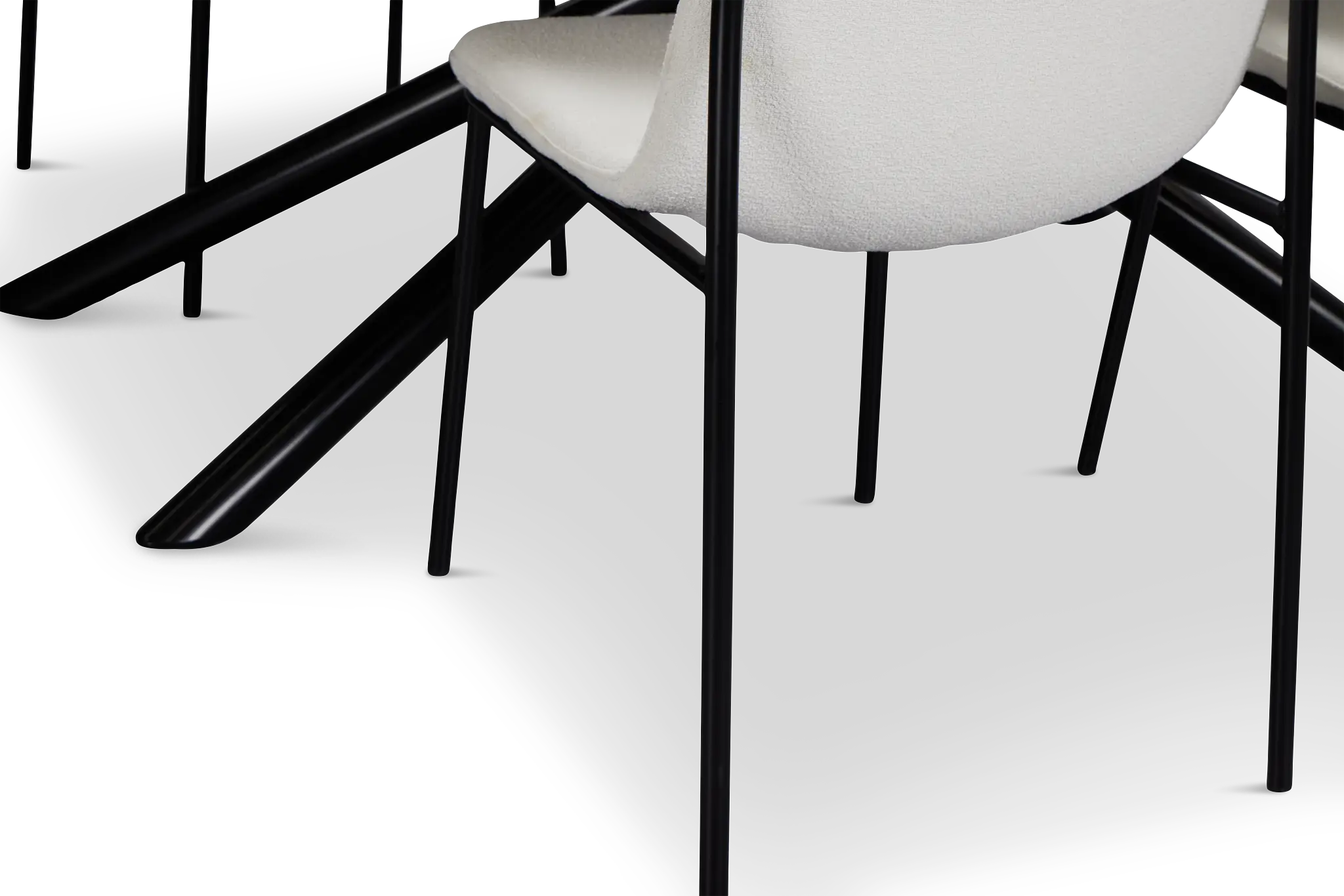 Palos White Rect Table & 4 White Upholstered Chairs Palos White Rect Table & 4 White Upholstered Chairs
