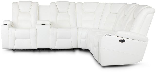 Troy White Micro Left Console Love Reclining Sectional