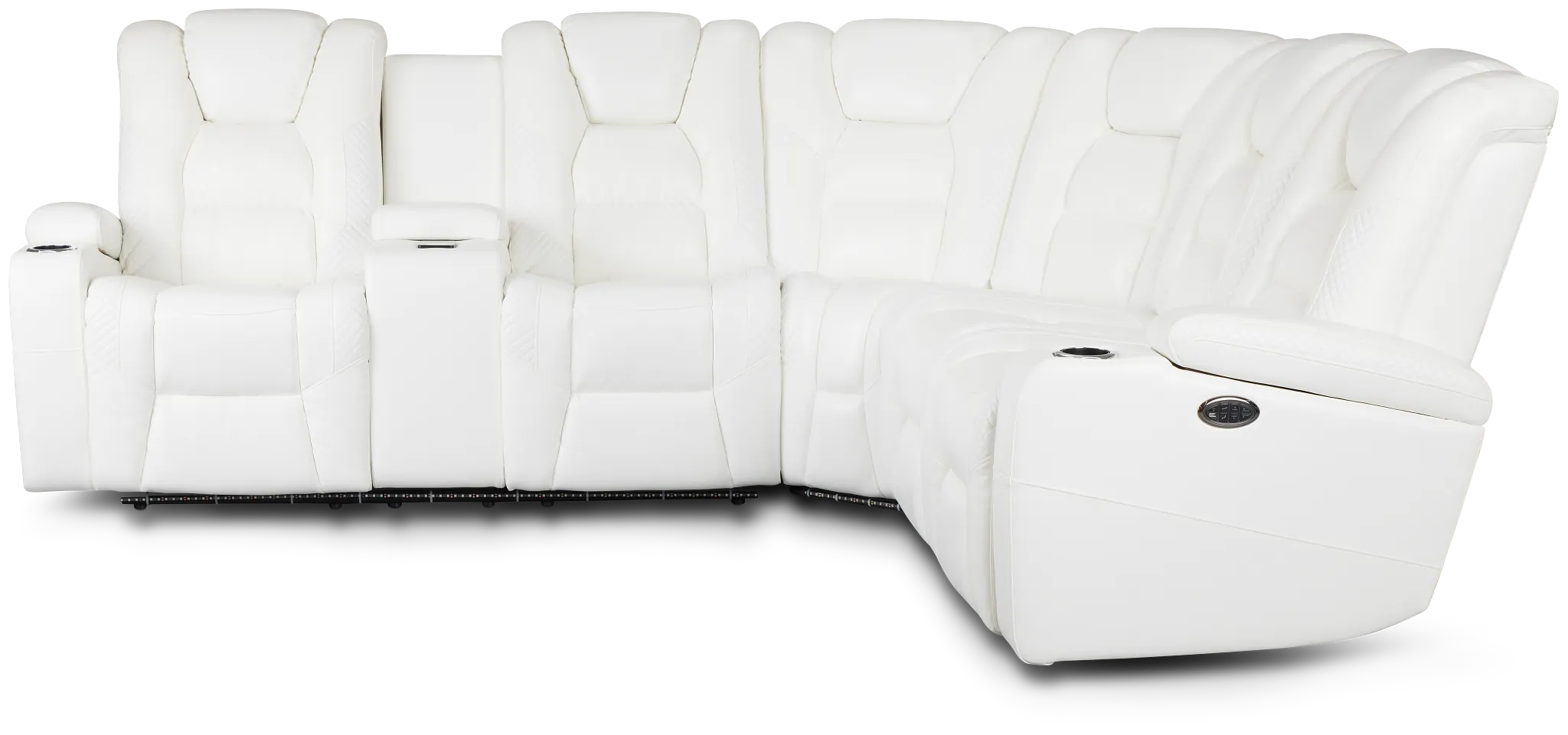 Troy White Micro Left Console Love Reclining Sectional