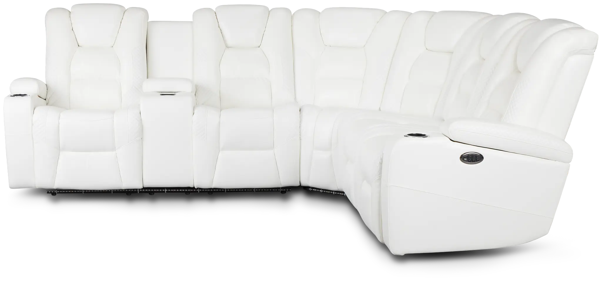 Troy White Micro Left Console Love Reclining Sectional Troy White Micro Left Console Love Reclining Sectional