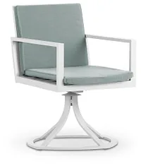 Linear White Teal Swivel Chair