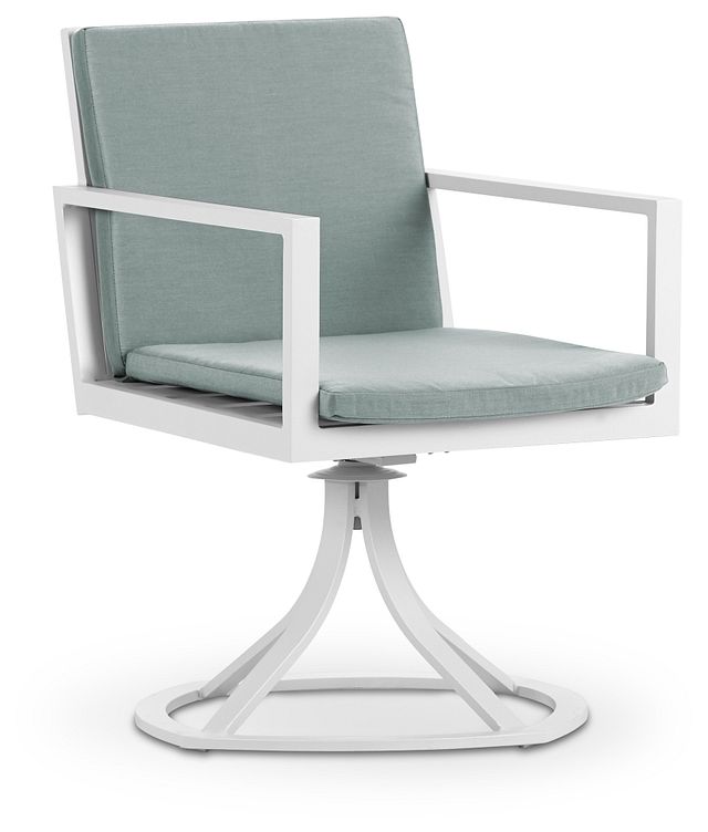 Linear White Teal Swivel Chair