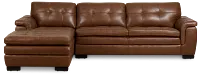 Braden Medium Brown Leather Left Chaise Sectional